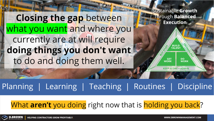 Closing the gap between what you want and where you currently are at will require doing things you don't want to do and doing them well.